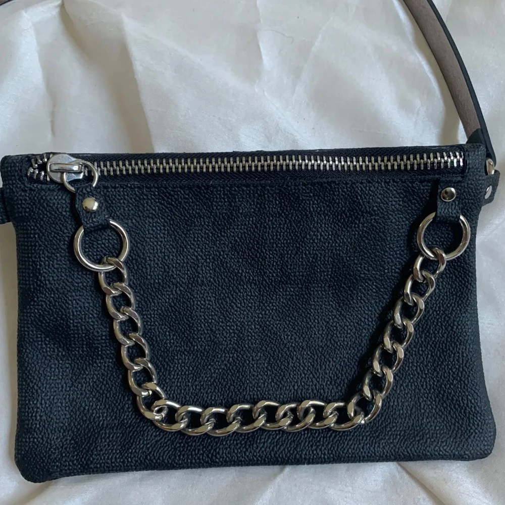 NWOT Michael Kors Gray Logo Print Synthetic/Leather Belt Bag sz S